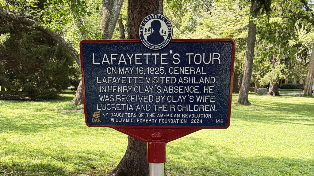 Lafayette Trail historical marker (KY-148) at Ashland, commemorating Lafayette's 1825 visit