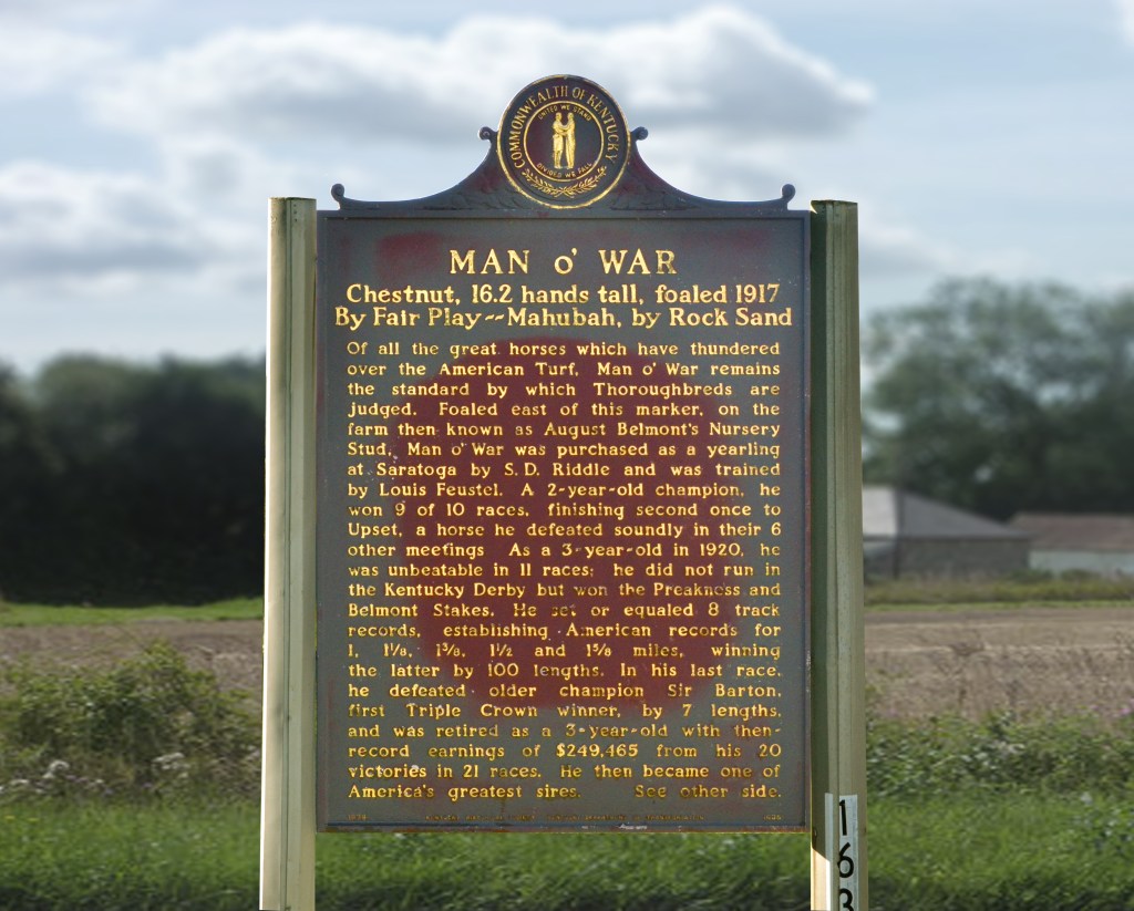 Kentucky historical marker No. 1635 for Man o' War, front side