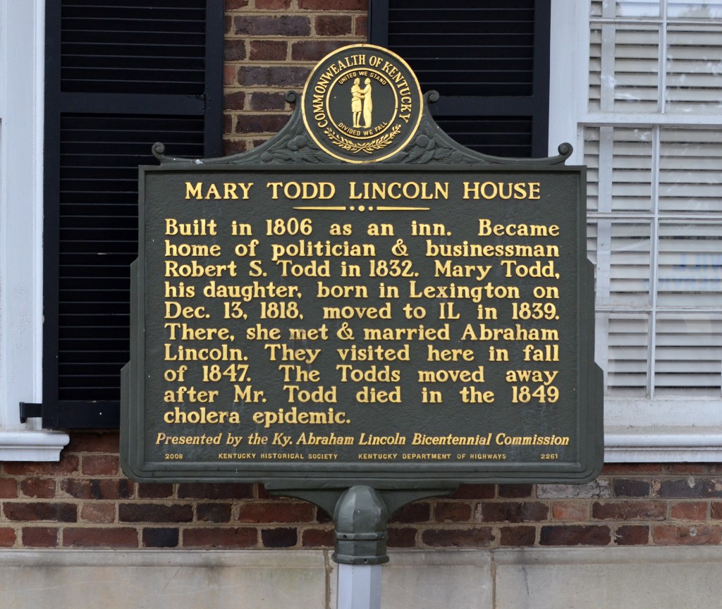 Mary Todd Lincoln House historical marker, close up