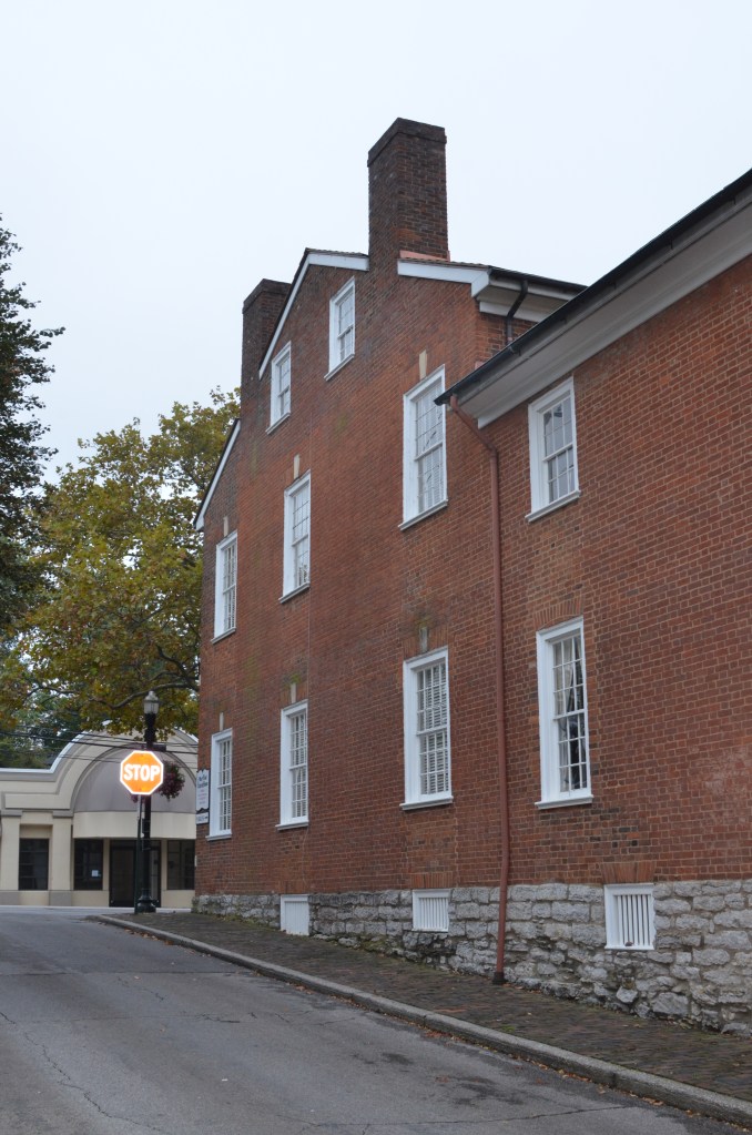 Architectural detail of the Mary Todd Lincoln House, chimneys and upper story