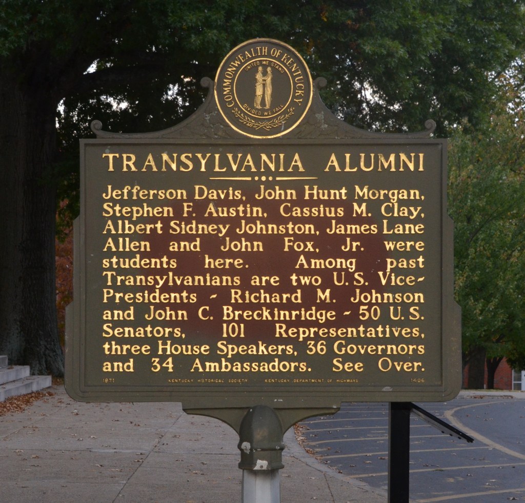 Transylvania Alumni historical marker, reverse side