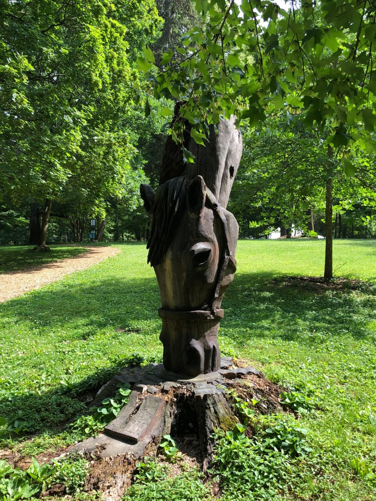 Horse-head sculpture on the grounds of Ashland, Lexington, Kentucky
