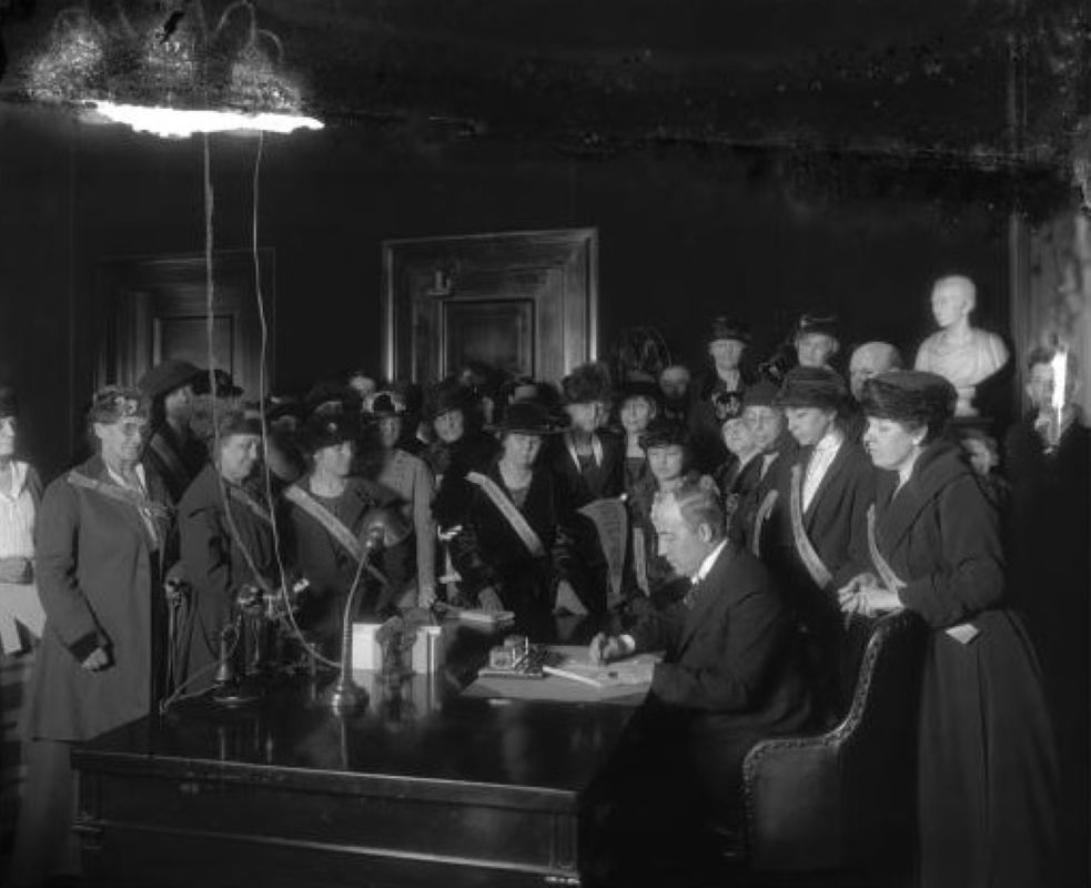 Governor Edwin P. Morrow signs Kentucky's ratification of the Nineteenth Amendment, 1920