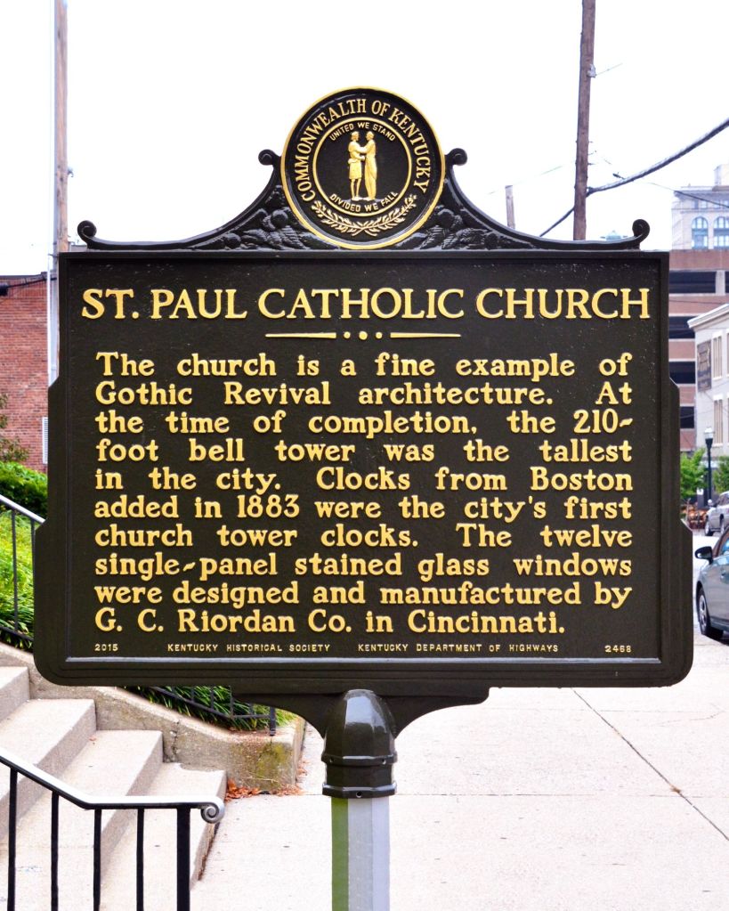 Reverse panel of Kentucky Historical Society Marker No. 2468 at St. Paul Catholic Church, Lexington