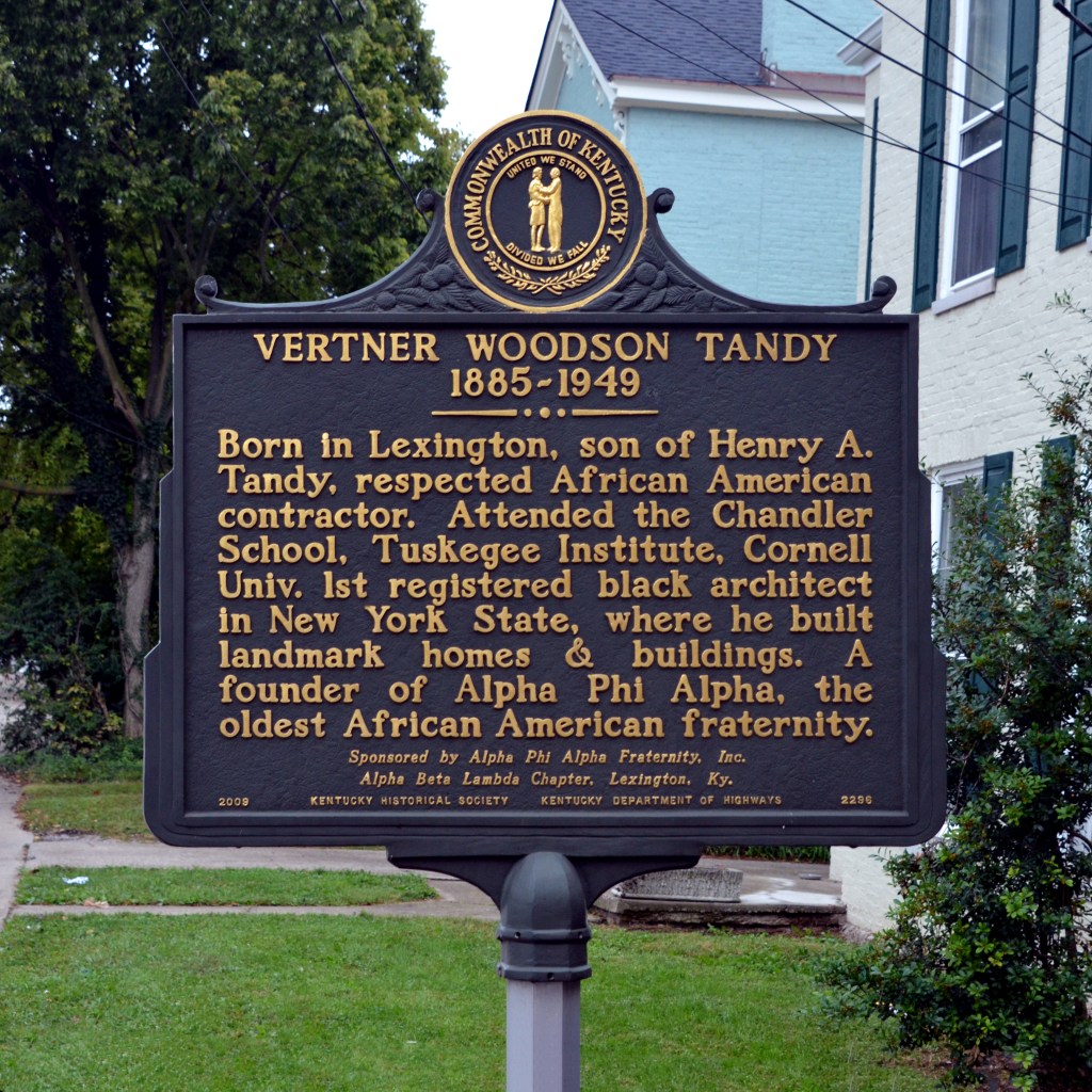Kentucky historical marker No. 2296 for Vertner Woodson Tandy, Lexington, Kentucky